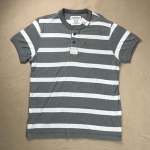 AEROPOSTALE Gray White Striped Mens Polo Shirt XL